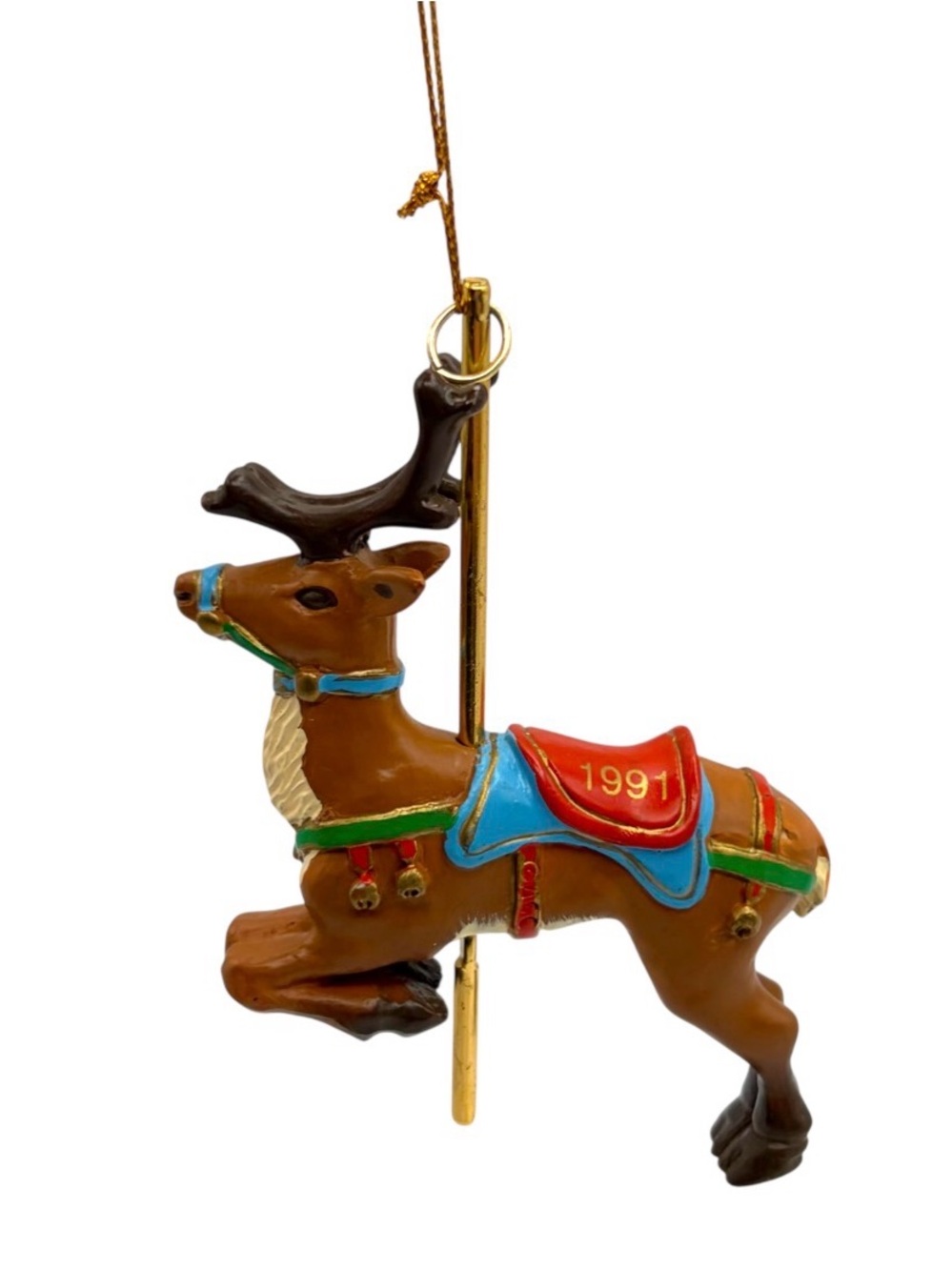 1991 Carousel Reindeer Christmas Ornament Box Forget Me Not American Greetings